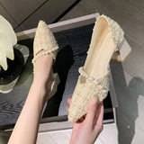 Murioki-Pointed Toe Women Shoes Elegant Ladies High Heels Fashion Slip-on Women's Slippers New Summer Hollow Woman Party Pearls Shoes