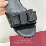 Murioki-Summer bow leather slippers Women's flat casual sandals outside wear comfortable flip-flops