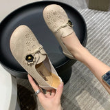 Murioki-Ladies Shoes on Sale New Fashion Round Head Solid Flower Women's Flats Summer Breathable Casual Work Women Loafers