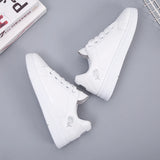 Murioki-Women Leather Pu Casual Shoes New Spring Woman Shoes Fashion Embroidered White Sneakers Breathable Flower Lace-Up Women Sneakers