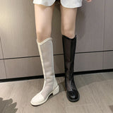 Murioki-Long Boots Summer Long Thin New Ins Thin Mesh Boots Breathable Hollow Mesh Cool Platform Boots  Platform Shoes