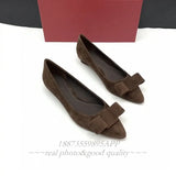 Murioki-100% genuine leather pointy butterfly knot flat Loafers Simple women's loafers elegant all season low heels