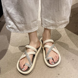 Murioki-Net Red Set Toe Slippers 2024 New Korean Version of Flip-flops Thick Sole Non-slip Fashion Beach Slippers