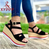 Murioki Women Wedge Sandals Summer Peep Toe New Plus Size 43 Female Shoes Solid Color Backstrap Comfortable Casual Women's Sandals