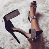 Ankle Strap Women Sandals 2023 Summer Fashion rhinestones Thin High Heels Gladiator Sandal Narrow Band Party Dress Pump Shoes