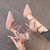 Murioki-Women's Suede High Heel 9cm 2024 New Pointed Stiletto Fashion Sexy Black Wedding Shoes Nude Bridal Shoes Heel Woman