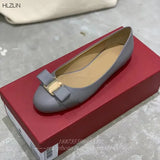 Murioki-Top quality calfskin bow heels 3cm chunky heels Leather women's round toe dress shoes elegant square heels women's single shoe