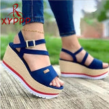 Murioki Women Wedge Sandals Summer Peep Toe New Plus Size 43 Female Shoes Solid Color Backstrap Comfortable Casual Women's Sandals