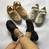 Murioki Openwork Slippers Women's Sandals Casual Hole Shoes Couple Plus Size 44 45 Breathable Beach Flip-flops Flat Summer Women Shoes