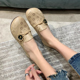 Murioki-Ladies Shoes on Sale New Fashion Round Head Solid Flower Women's Flats Summer Breathable Casual Work Women Loafers