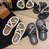 Murioki-Net Red Set Toe Slippers 2024 New Korean Version of Flip-flops Thick Sole Non-slip Fashion Beach Slippers