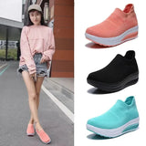 Murioki-Chunky Sneakers Wedge Women Shoes Durable Vulcanized Female Shoes Knitting Breathable Trendy Woman Sock Shoes Solid Lady Loafers