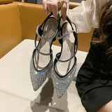 Murioki-Fashion One-word Buckle Sandals Women New Spring and Autumn Fashion Rhinestone Women Thick with Fairy Wind Baotou Women's Shoes