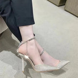 Murioki-Summer Sexy Ankle strap Women Sandals Fashion Crystal Chains High heels Gladiator sandals Top qualtiy Stain Wedding Bridal Shoes