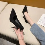 Murioki-Women New Mid Heeled Sandals Black 6-8-10cm Pointed Thin Heeled Baotou Banquet High Heeled Shoes Womens Shoes Tacones Mujer
