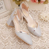Murioki Anna Beauty Women One Strap Buckle Bridesmaid Bride Chunky Elegant Wedding heels