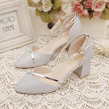 Anna Beauty Women One Strap Buckle Bridesmaid Bride Chunky Elegant Wedding heels