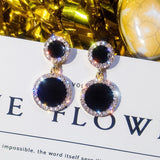 Christmas Gift  Trend Korean Black Square Rhinestone Earrings 2020 Fashion Crystal Geometry Female Pendant Earrings Jewelry