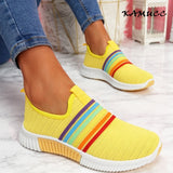 Murioki 2022 New Fashion Women Sneakers Rainbow Color Handmade Mesh Vulcanize Leisure Shoes Low-Top Summer Casual Ladies Shoes Girl Plus