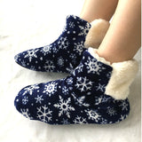 Christmas Gift Winter Cotton Shoes Christmas Plush Snowflake Soft Comfortable Furry Female Slides Warm Casual Adult Indoor Women Home Slippers