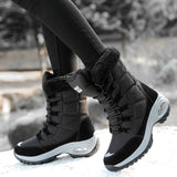 Murioki 2022 New Winter Women Boots High Quality Keep Warm Mid-Calf Snow Boots Women Lace-Up Comfortable Ladies Chunky Boots Platform