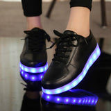 Murioki Size 27-46 Adult Unisex Womens&Mens 7 Colors Kid Luminous Sneakers Glowing USB Charge Boys LED Shoes Girls Footwear LED Slippers