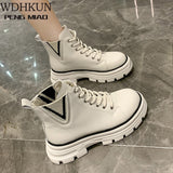 Murioki 2022 Autumn Boots New Style Women Casual Shoes Platform Sneakers PU Leather Shoes Woman High Top White Shoes Tenis Feminino