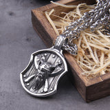 Christmas Gift Stainless Steel Men Viking Warrior with viking axe on viking Shield pendant necklace as men gift