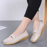 MURIOKI 2022 New Genuine Leather Shoes Woman Slip On Women Flats Moccasins Women's Loafers Spring Autumn Mother Shoe Big Size 35-44