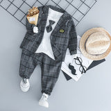 Christmas Gift Kids Clothing Set New Autumn Suit Baby Clothing Boys T-shirt + Coat + Pants 3-Piece Gentleman Outfits For Baby Boy Clothes 0-3Y