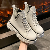 Murioki 2022 Autumn Boots New Style Women Casual Shoes Platform Sneakers PU Leather Shoes Woman High Top White Shoes Tenis Feminino
