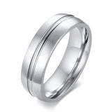 Murioki 6/8mm Black Ring for Men Women Groove Rainbow Stainless Steel Wedding Bands Trendy Fraternal Rings Casual Male Jewelry