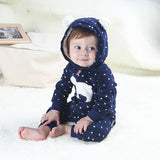 Warm Infant baby romper 2020 Fall Winter hooded polar fleece Toddler baby boy girl clothing jumpsuit sleepwear 3-24Months