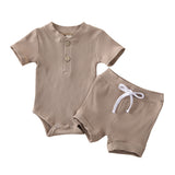 Murioki 2022 Baby Summer Clothing Newborn Kid Baby Boy Girl Clothes Short Sleeve Bodysuit Shorts Ribbed Solid 2Pcs Outfits Set