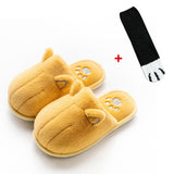 MURIOKI Women Home Cotton Slippers Autumn Winter Plush Indoor Bedroom Adult Lovers Flats Shoes Animal Cat Ears Furry Men Female Slippers