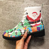 Christmas Tree Women's Boots Christmas Custom Men's And Women's High-Top Plus Size Short Boots Square Heel Women's Shoes