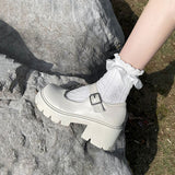 Murioki White Women Shoes Harakuju Lolita JK Student Sweet Girls Mary Jane Shoes Japanese High Heels Round Toe Platform Shoes Pumps Heel