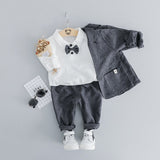 Christmas Gift Kids Clothing Set New Autumn Suit Baby Clothing Boys T-shirt + Coat + Pants 3-Piece Gentleman Outfits For Baby Boy Clothes 0-3Y