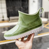 Pofulove Slip on Rain Boots Men PVC Waterproof Ankle Boots Work Shoes for Boy Male Fashion Non-slip Water Shoes Anti Skid 36-44