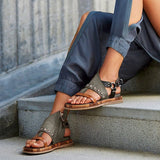Sandales d'été plates en cuir artificiel pour femmes, tongs Rome à la mode, chaussures à plateforme