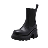 Woman New Luxury Chelsea Boots Women Mid-Calf Leisure Chunky Boots Winter Warm Party Fashion Design Platform Black Female Shoes