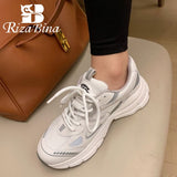 RIZABINA Women's Sneakers Platform Shoes For Women Cow Leather Fashion Mix Color Casual Daily Sneakers Lady Footwear Size 35-39