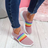 Murioko 2022 New Fashion Women Sneakers Rainbow Color Handmade Mesh Vulcanize Leisure Shoes Low-Top Summer Casual Ladies Shoes Girl Plus