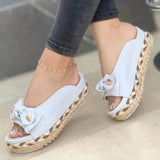 Women Sandals Sweet Wedge Heels Sandals For Summer Shoes Women Straw Platform Sandalias Mujer Wedges Shoes For Women Slippers
