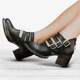 Winter 2020 Women's Boots Round Head Zipper Buckle High-heeled Women's Boots Short Boots Women Shoes Mujer Ankle Shoes