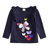 DXTON Cotton Girls T-shirts Long Sleeve Winter Girls Sweater Sequin Children Tees Butterfly Kids Tops Casual Children T-shirts