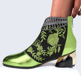 Murioki 2022 New Ankle Boots Women's Shoes Leather Boots Embroidery Ethnic Bohemia Zipper Spring Autumn Ladies Botas Botas De Mujer