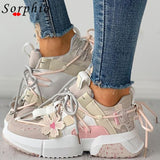 MURIOKI Female Lace Up Flower Design Flats Casual Breathable Mesh Fashion Comfy Shoes Woman 2022 Hot Sale Brand Design Running Gym Sweet