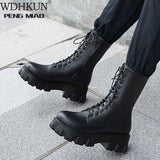 Winter New Women Casual Boots Fashion Warm Boots Top Quality Pu Leather Platform Military Boots Size 35-43 White Boots