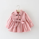 Pink Spring and Autumn Girl Coat Cotton Kids Trench Cute Newborn Toddlers Fashion Infant Outfits Princess Baby Outdoor Clothing